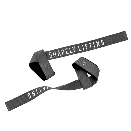 Grey Shapely Lifting Wrist Straps with Silicone Grip