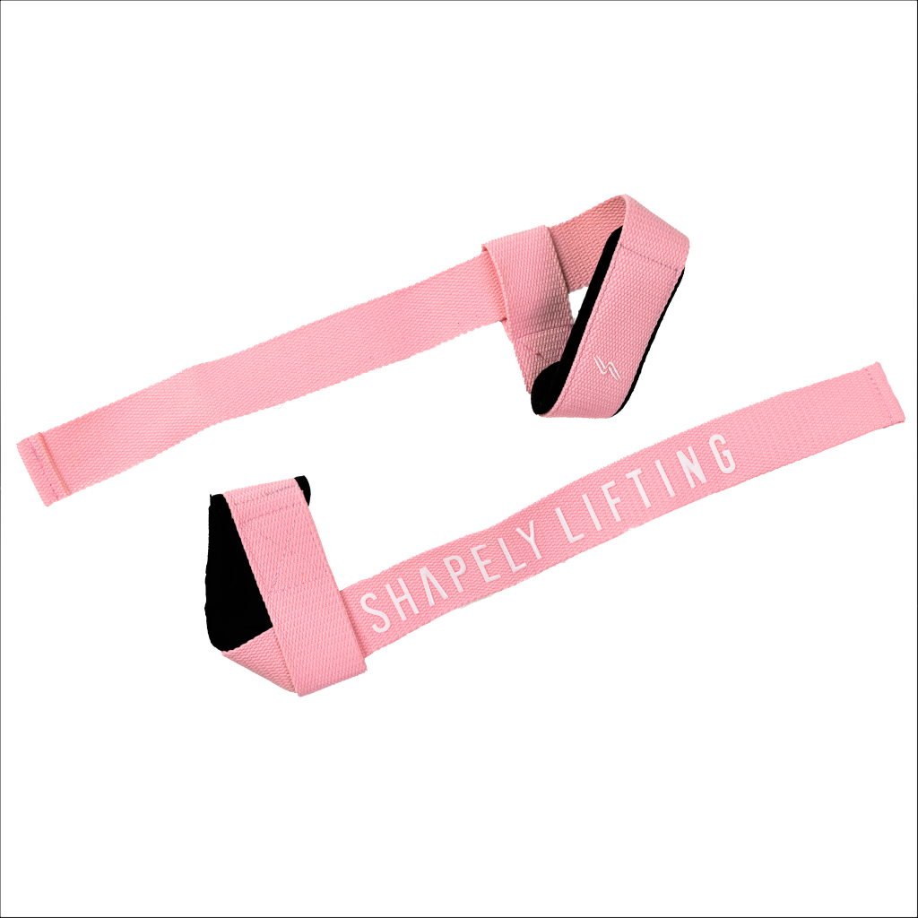 Pink Shapely Lifting Wrist Straps with Silicone Grip